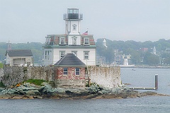 Fog Lifting Behind Rose Island Lighthouse